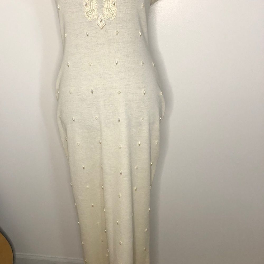 Carole Little Cream Pearl Sequin Small Dress - Picture 2 of 10